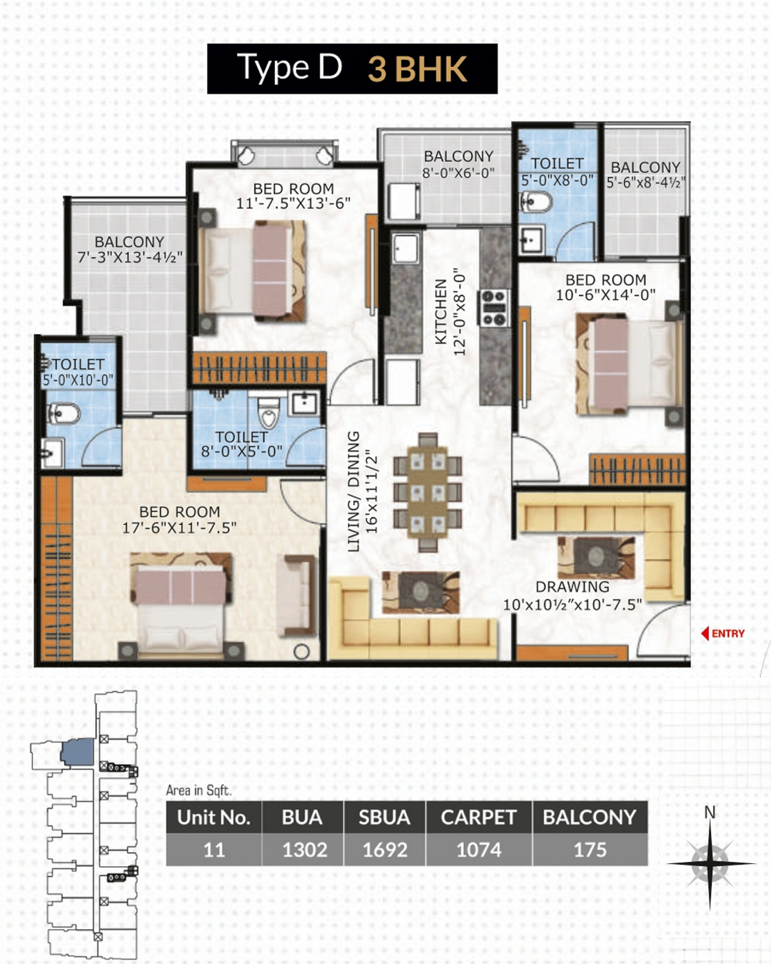 3 BHK TYPE D